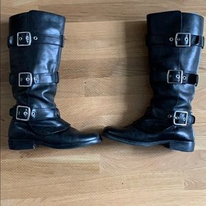 Coach riding buckle boots black leather